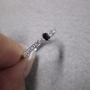 Dainty BLACK DIAMOND 925 Sterling Silver Ring>Birthstone, Minimalist, Promise